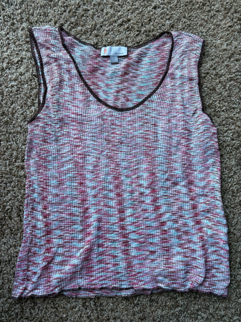 Missoni Pink & Blue Marled Scoop Neck Sleeveless Knit Top